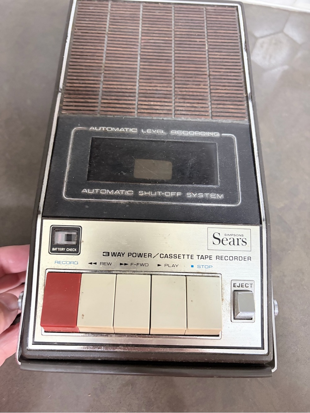 Sears Simpsons 3 Way Power Cassette Tape Recorder vintage with microphone